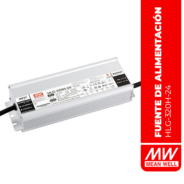 LED DRIVER 320.2W 24V 13.34A IP67 W/Cable - HLG-320H-24