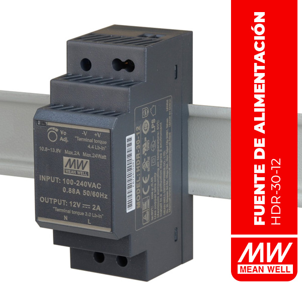 FUENTE DE ALIMENTACIÓN EN RIEL DIN 24W 12V 2A Class II - HDR-30-12