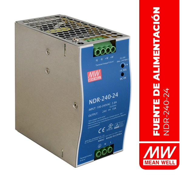 FUENTE DE ALIMENTACIÓN EN RIEL DIN 240W 24V 10A Industrial Din Rail - NDR-240-24