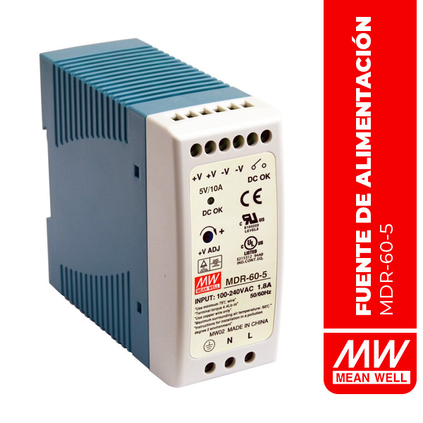 FUENTE DE ALIMENTACIÓN EN RIEL DIN 50W 5V 10A - (MDR-60-5)