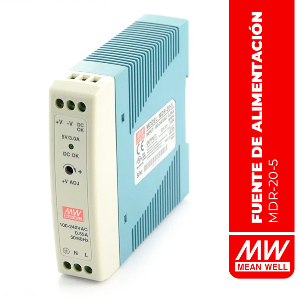 FUENTE DE ALIMENTACIÓN EN RIEL DIN 15W 5V 3A - MDR-20-5