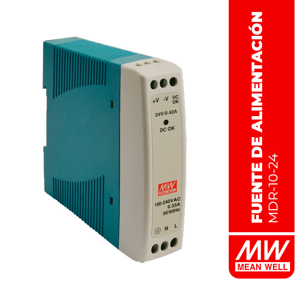 FUENTE DE ALIMENTACIÓN EN RIEL DIN 10W 24V 0.42A - (MDR-10-24)
