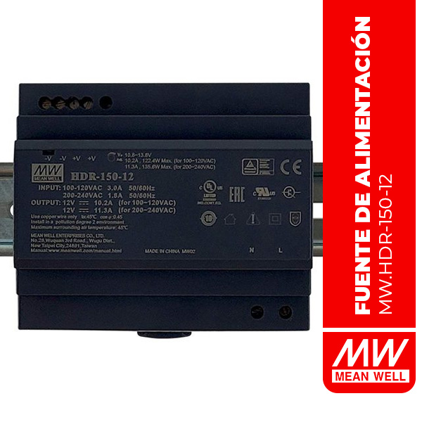 FUENTE DE ALIMENTACIÓN EN RIEL DIN 135.6W 11.3A 12V DIN Rail - HDR-150-12