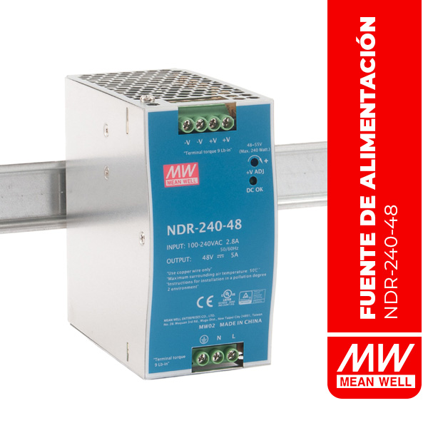 FUENTE DE ALIMENTACIÓN EN RIEL DIN 240W 48V 5A Industrial Din Rail - NDR-240-48