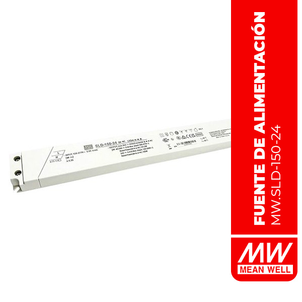 LED DE SUMINISTROS DE ENERGÍA (LED DRIVER) 151.2W 120-305VAC 16.8-24V 6.3A CV + CC - SLD-150-24