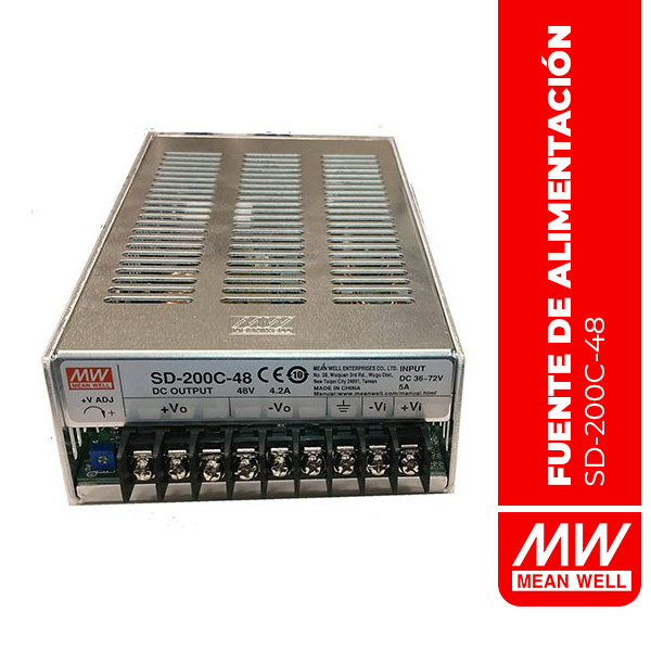 DC/DC CONVERTIDOR AISLADO - MONTAJE EN CHASIS 201.6W 48V 4.2A Input 36-72VDC - SD-200C-48