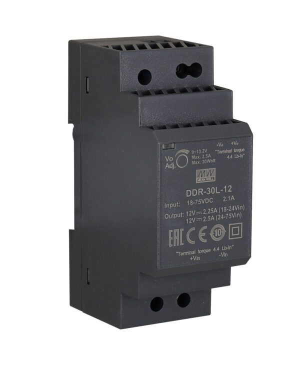 CONVERTIDOR AISLADO EN RIEL DIN 30W 12V 2.5A - DDR-30L-12