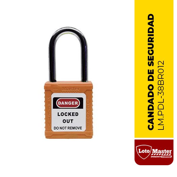 Candado de seguridad no aislado, 1 1/2", color marrón - PDL-38BR012