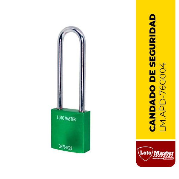 Candado de aluminio de seguridad, 3", color verde - LM.APD-76G004