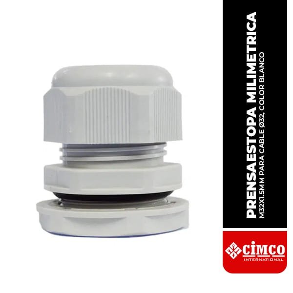 PRENSAESTOPA MILIMETRICA, M32X1.5MM PARA CABLE Ø32, COLOR BLANCO