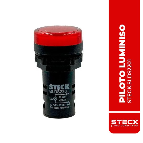 STECK.SLDS2201 PILOTO LUMINOSO ROJO CON LED 220VAC (+/-15%), 22MMØ, IP55