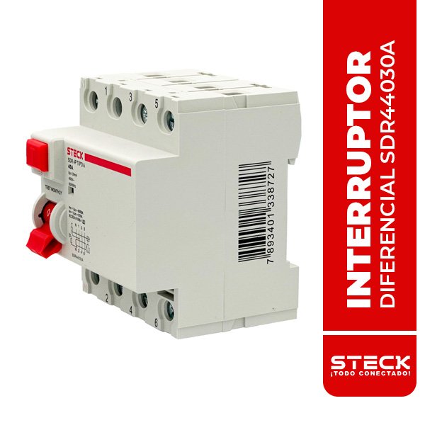 STECK.SDR44030A INTERRUPTOR DIFERENCIAL 4P 40A, 30MA, 230V, TIPO A, IEC61008