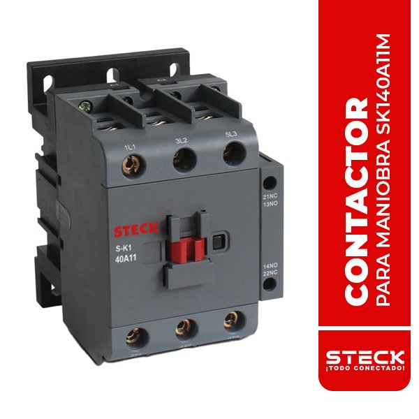 STECK.SK140A11M CONTACTOR PARA MANIOBRA DE MOTORES 40A, BOBINA 220V, 50/60HZ, 1NA
