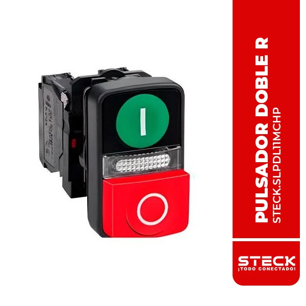 STECK.SLPDL11MCHP PULSADOR DOBLE RASANTE LUMINOSO CON LED, 220 VAC, STECK
