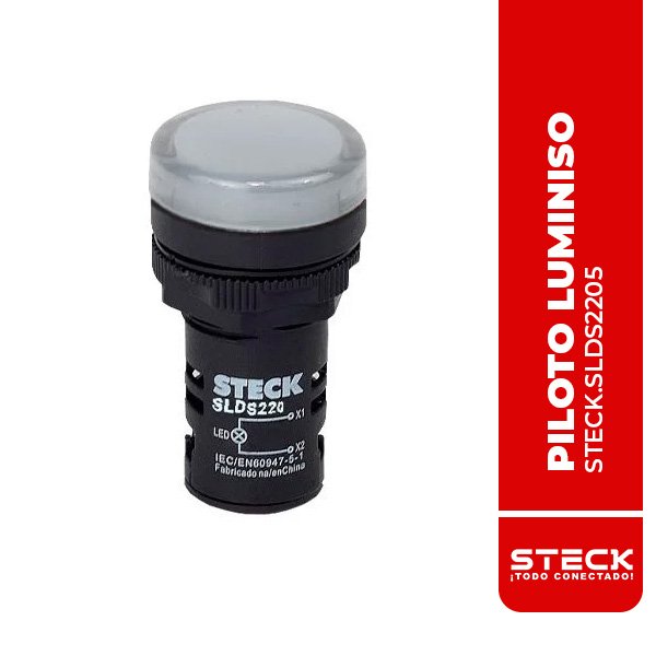 STECK.SLDS2205 PILOTO LUMINOSO BLANCO CON LED 220 VAC/VDC, 22MM Ø