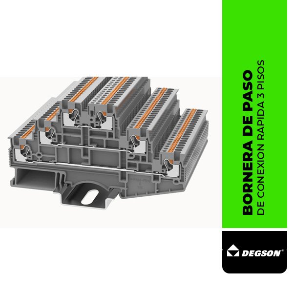 DEG.DS1.5-3L BORNERA DE PASO DE CONEXION RAPIDA 3 PISOS, DS1.5-3L, 0,14~1,5 mm2