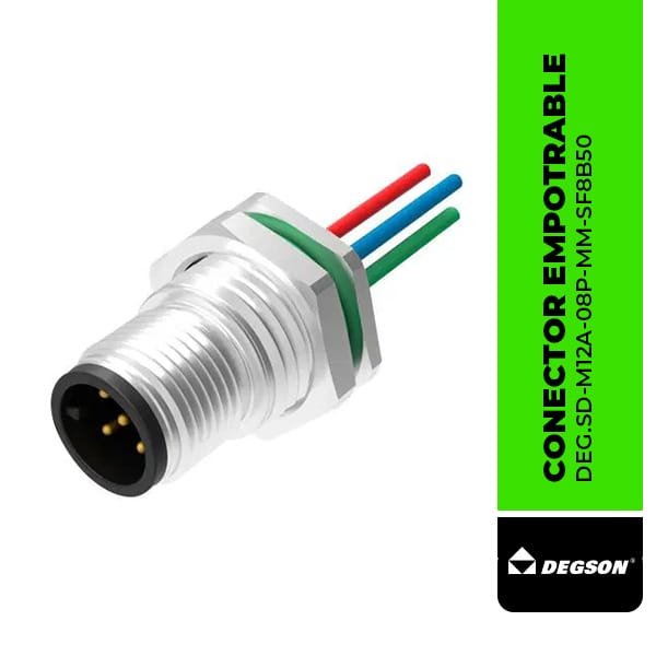 DEG.SD-M12A-08P-MM-SF8B50 CONECTOR EMPOTRABLE, DE 8 POLOS, MACHO, CODIFICACION A, DEGSON