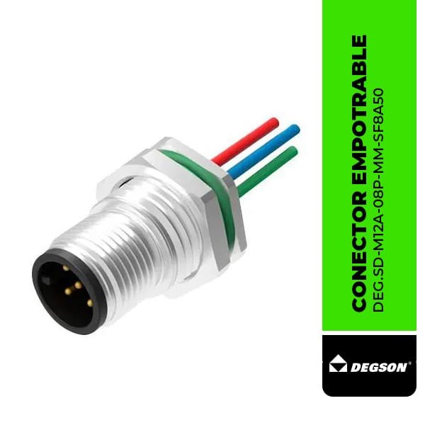 DEG.SD-M12A-08P-MM-SF8A50 CONECTOR EMPOTRABLE, DE 8 POLOS, MACHO, CODIFICACION A, DEGSON