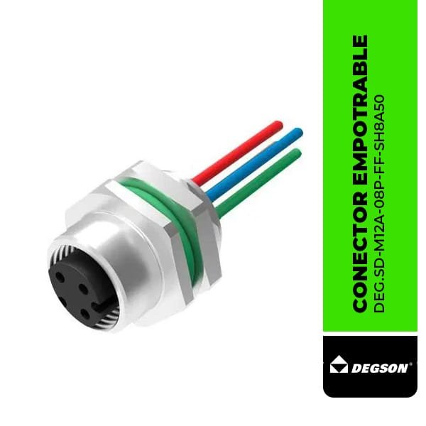 DEG.SD-M12A-08P-FF-SH8A50 CONECTOR EMPOTRABLE, DE 8 POLOS, HEMBRA, CODIFICACION A, DEGSON