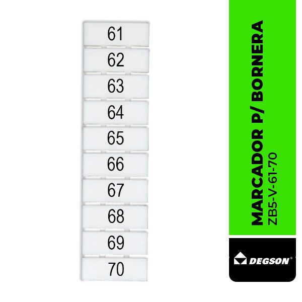 DEG.ZB5-V-61-70 MARCADOR P/ BORNERA ZB5, VERTICAL DEL 61-70, DEGSON