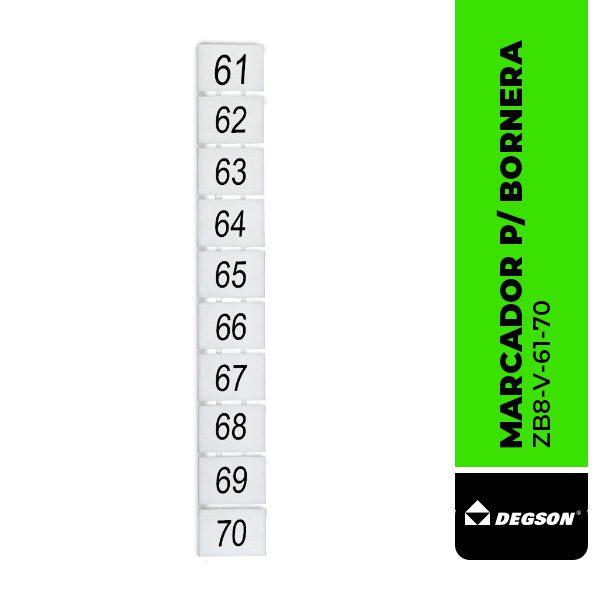 DEG.ZB8-V-61-70 MARCADOR P/ BORNERA ZB8, VERTICAL DEL 61-70, DEGSON