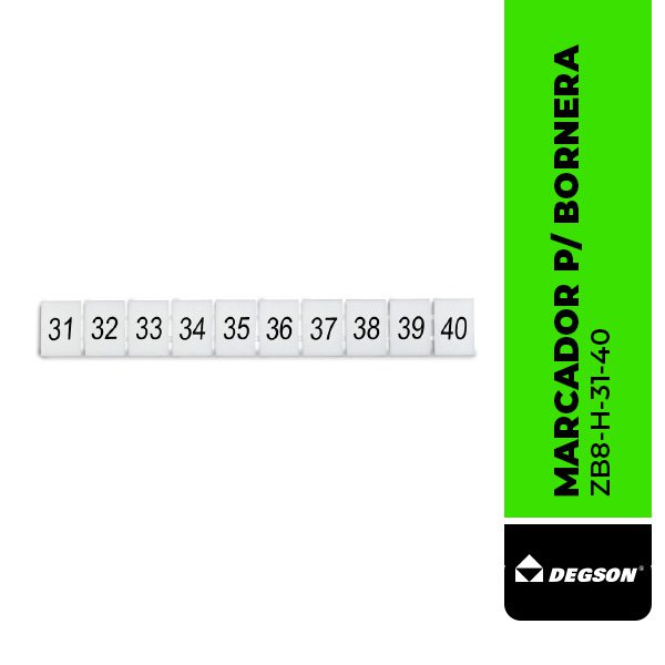 DEG.ZB8-H-31-40 MARCADOR P/ BORNERA ZB8, HORIZONTAL DEL 31-40, DEGSON