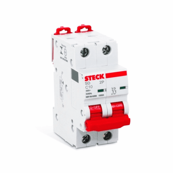 STECK.SDA62C10 2x10A INTERRUPTOR TERMOMAGNETICO, 20KA/220V, 10KA/415V, IEC60898, CURVA C
