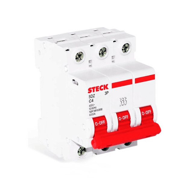 STECK.SDZD63C04 INTERRUPTOR TERMOMAGNETICO TRIPOLAR SDZ 3x4A 6kA@415V 10kA@220V