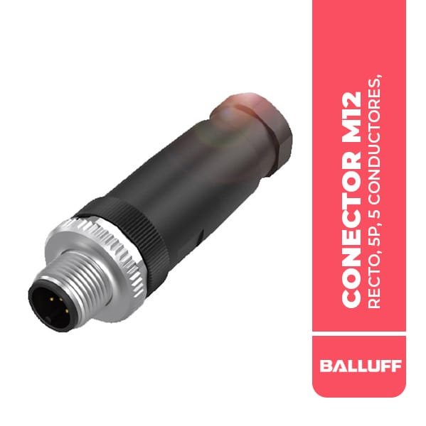 BCC06EY CONECTOR M12, RECTO, 5P, 5 CONDUCTORES, COD. A, 125 VDC / 125 VAC, 4A, IP67