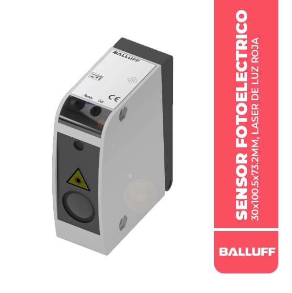 BOD001E SENSOR FOTOELECTRICO, 30x100.5x73.2MM, LASER DE LUZ ROJA, CONECTOR M12 5P, PNP/NPN contacto NA/NC, 18-30VDC