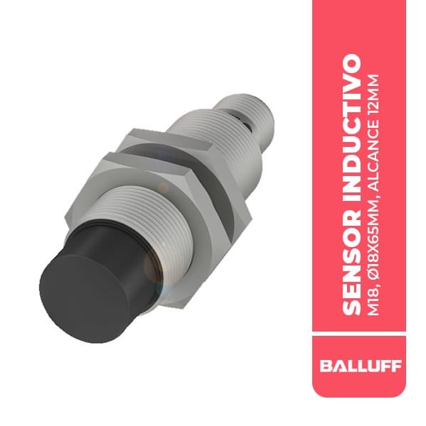 BES02KF SENSOR INDUCTIVO, M18, Ø18X65MM, ALCANCE 12MM, CONECTOR M12 4P, N/RASANTE, PNP N/O, 2500HZ, 10….30 VDC, IP67