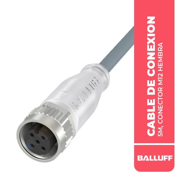 BCC0365 CABLE DE CONEXION 5M, CONECTOR M12 HEMBRA, RECTO, 5P, COD.A, 4 CONDUCTORES, PNP NA/NC, 30VDC, IP67, IP68, IP69K