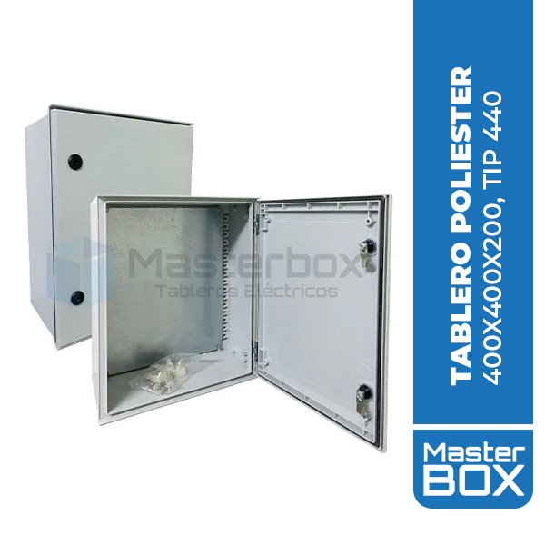 Tablero Poliester Fibra De Vidro Para Adosar 400X400X200, TIP 440 mm C/Pb Ip65, IK10 Ral7035 MB.KS404020