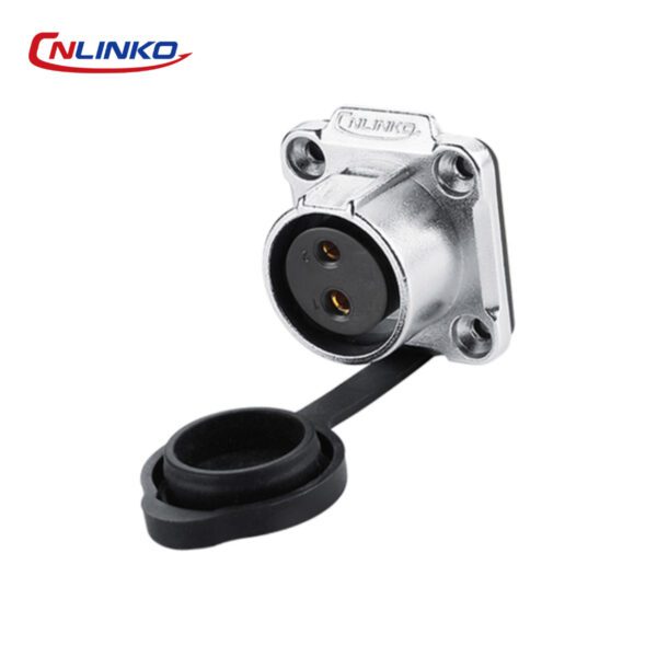 CONECTOR MACHO 2 PIN, M20, MONTAJE EN PANEL, CON BRIDA CUADRADO, SERIE LP-20, IP67, CNLINKO