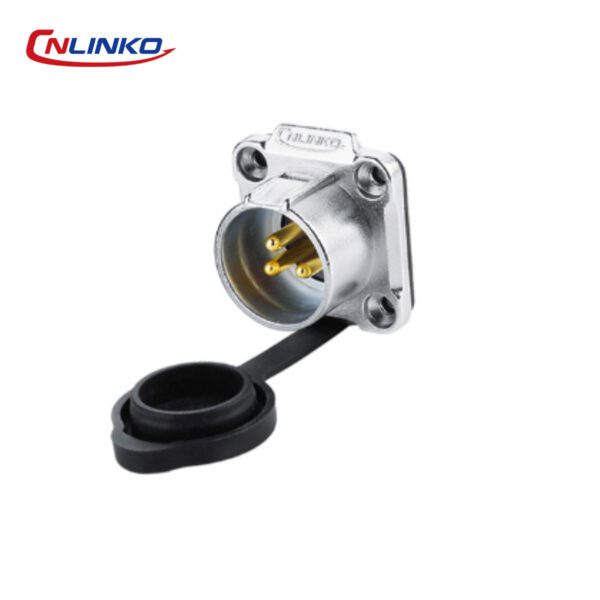 CONECTOR MACHO 3 PIN, M20, MONTAJE EN PANEL, CON BRIDA CUADRADO, SERIE LP-20, IP67, CNLINKO