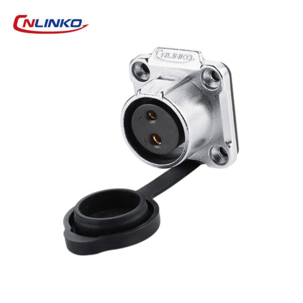 CONECTOR HEMBRA 2 PIN, M20, MONTAJE EN PANEL, CON BRIDA CUADRADO, SERIE LP-20, IP67, CNLINKO