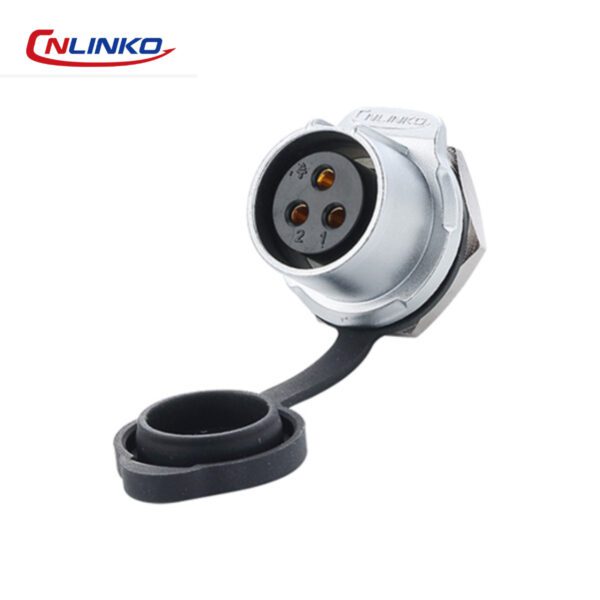 CONECTOR HEMBRA 3 PIN, M20, MONTAJE EN PANEL, REDONDO, SERIE LP-20, IP67, CNLINKO