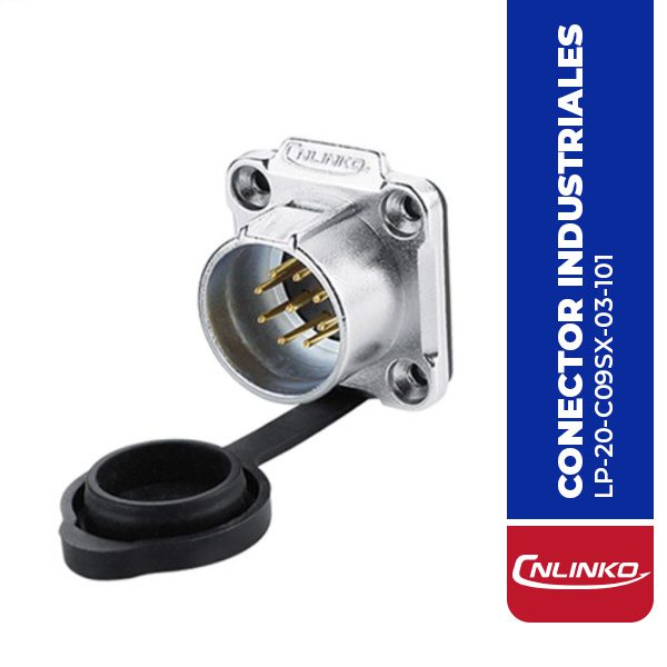 LP-20-C09SX-03-101 CONECTOR MACHO 9 PIN, M20, MONTAJE EN PANEL, REDONDO, SERIE LP-20, IP67, CNLINKO
