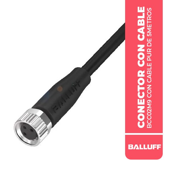 BCC02M9 CONECTOR CON CABLE M8X1 RECTO, 3 POLOS, COD: A, CON CABLE PUR DE 5METROS