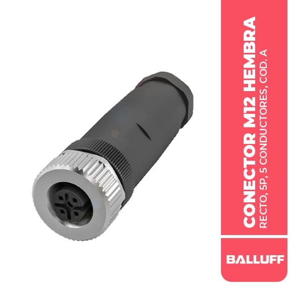 BCC06W9 CONECTOR M12 HEMBRA, RECTO, 5P, 5 CONDUCTORES, COD. A, 125VDC / 125VAC, 4A, IP67