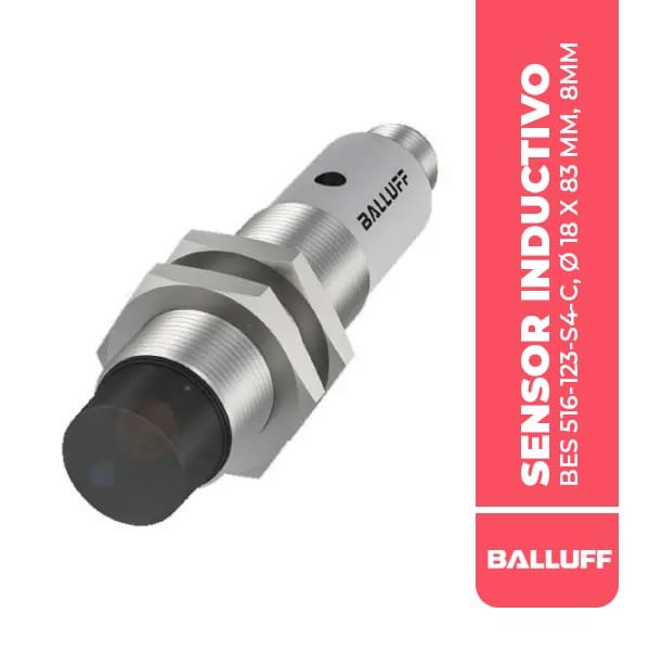 BES016Y SENSOR INDUCTIVO, BES 516-123-S4-C, Ø 18 X 83 MM, 8MM, N/RASANTE, PNP N/O,N/C, 4P, 200HZ, 10….30 VDC,IP68
