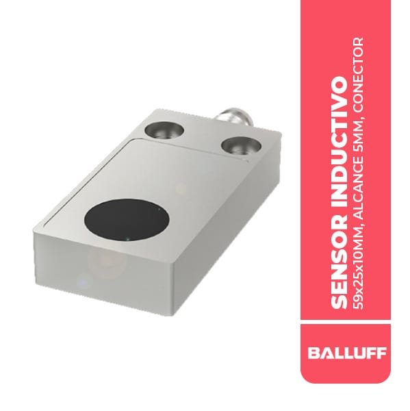 BES01FR SENSOR INDUCTIVO, 59x25x10MM, ALCANCE 5MM, CONECTOR M8 3P, PNP NA, RASANTE, 500HZ, 10-30VDC, IP65