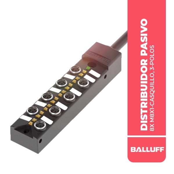 BPI00CL DISTRIBUIDOR PASIVO 8X M8X1-CASQUILLO, 3-POLOS BPI 8M303P-5K-B0-KPXA0-030