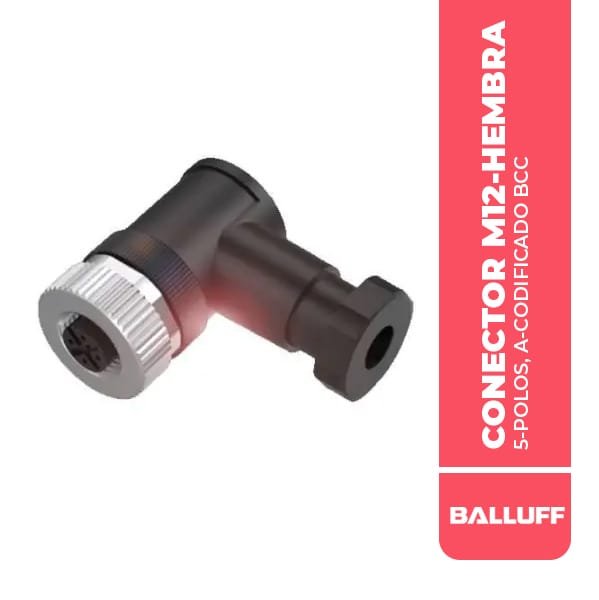 BCC06Y8 CONECTOR M12-HEMBRA ,6...8MM, ACODADO, 5-POLOS, A-CODIFICADO BCC M445-0000-1A-000-51X475-000