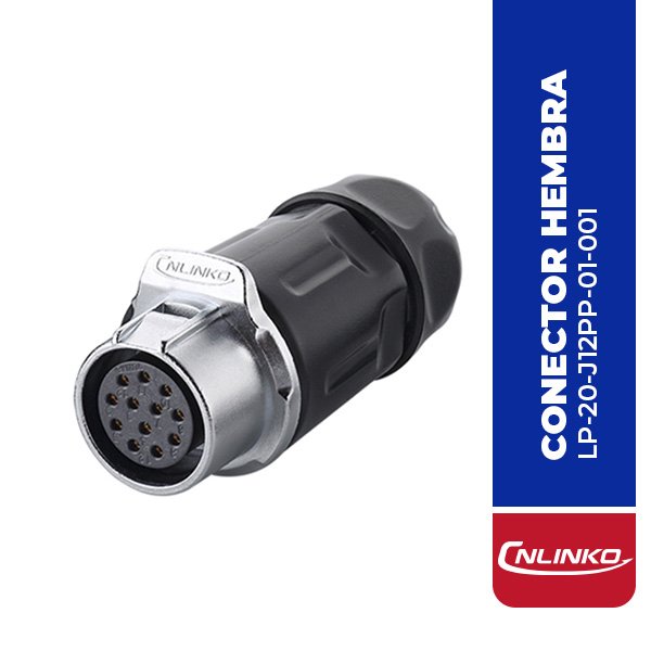 LP-20-J12PP-01-001 CONECTOR HEMBRA 12 PIN, M20, SERIE LP-20, IP67
