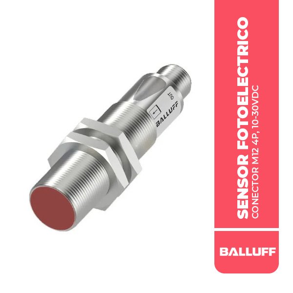 BOS01FH SENSOR FOTOELECTRICO (TRANSMISOR), M18, Ø18x75MM, ALCANCE 0-20M, CONECTOR M12 4P, 10-30VDC