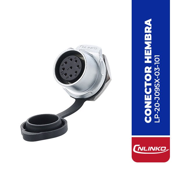 LP-20-J09SX-03-101 CONECTOR HEMBRA 9 PIN, M20, MONTAJE EN PANEL, REDONDO, SERIE LP-20, IP67