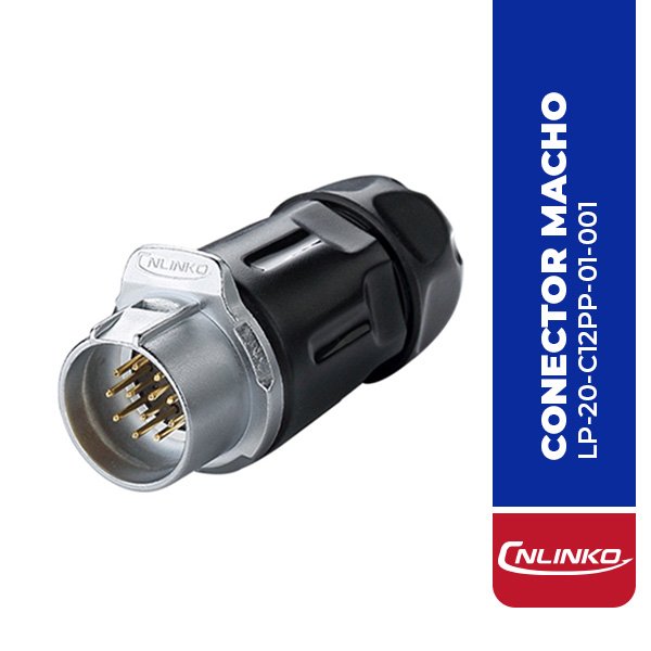 LP-20-C12PP-01-001 CONECTOR MACHO 12 PIN, M20, SERIE LP-20, IP67, COMPATIBLE CON LP-20-J12PE-01-021