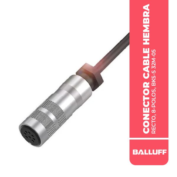 BCC00TY CONECTOR M16X0.75 C/ CABLE DE 5M-HEMBRA, RECTO, 8-POLOS, BKS-S 32M-05
