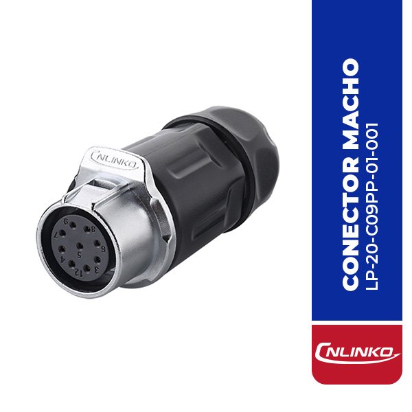 LP-20-C09PP-01-001 CONECTOR MACHO 9 PIN, M20, SERIE LP-20, IP67, COMPATIBLE CON LP-20-J09PE-01-021